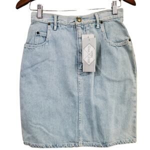 Vintage California Gold Rush Denim Skirt Womens Small Light Wash 80s Glam Rock